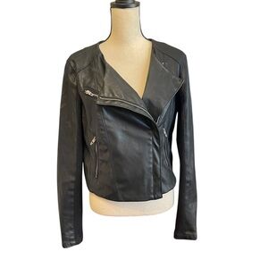 BLANKNYC Faux Leather Black Moto Vegan Faux Leather Full Zip Jacket Women's‎ L